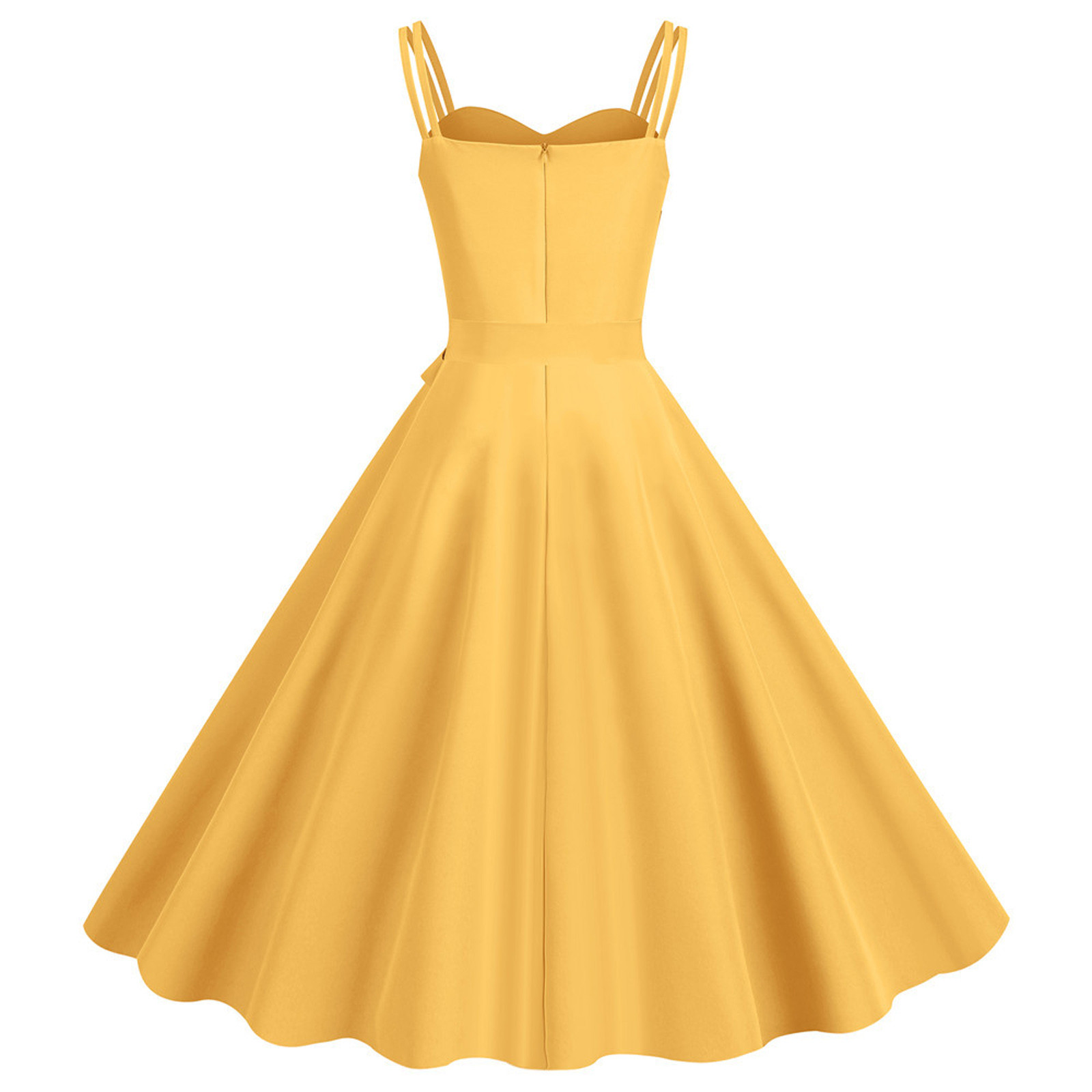 thumbnail image 5 of Vestido de fiesta sin mangas para mujer de los años 50: estampado floral, corte A, poliéster, cinturón extraíble, ropa de cóctel y fiesta, tallas S-XXL, contorno de pecho 88-104 cm, lavado a mano e, 5 of 5